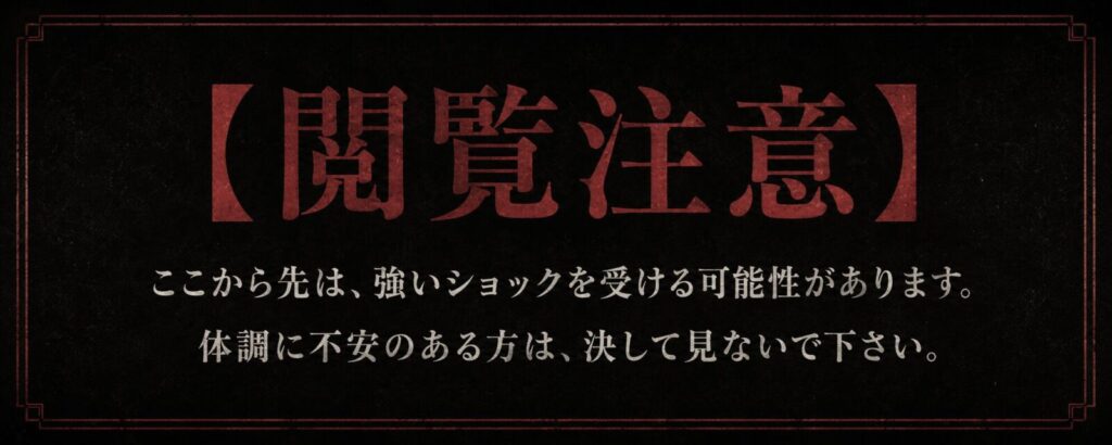 閲覧注意：ここから先は、強いショックを受ける可能性があります。体調に不安のある方は、決して見ないで下さい。